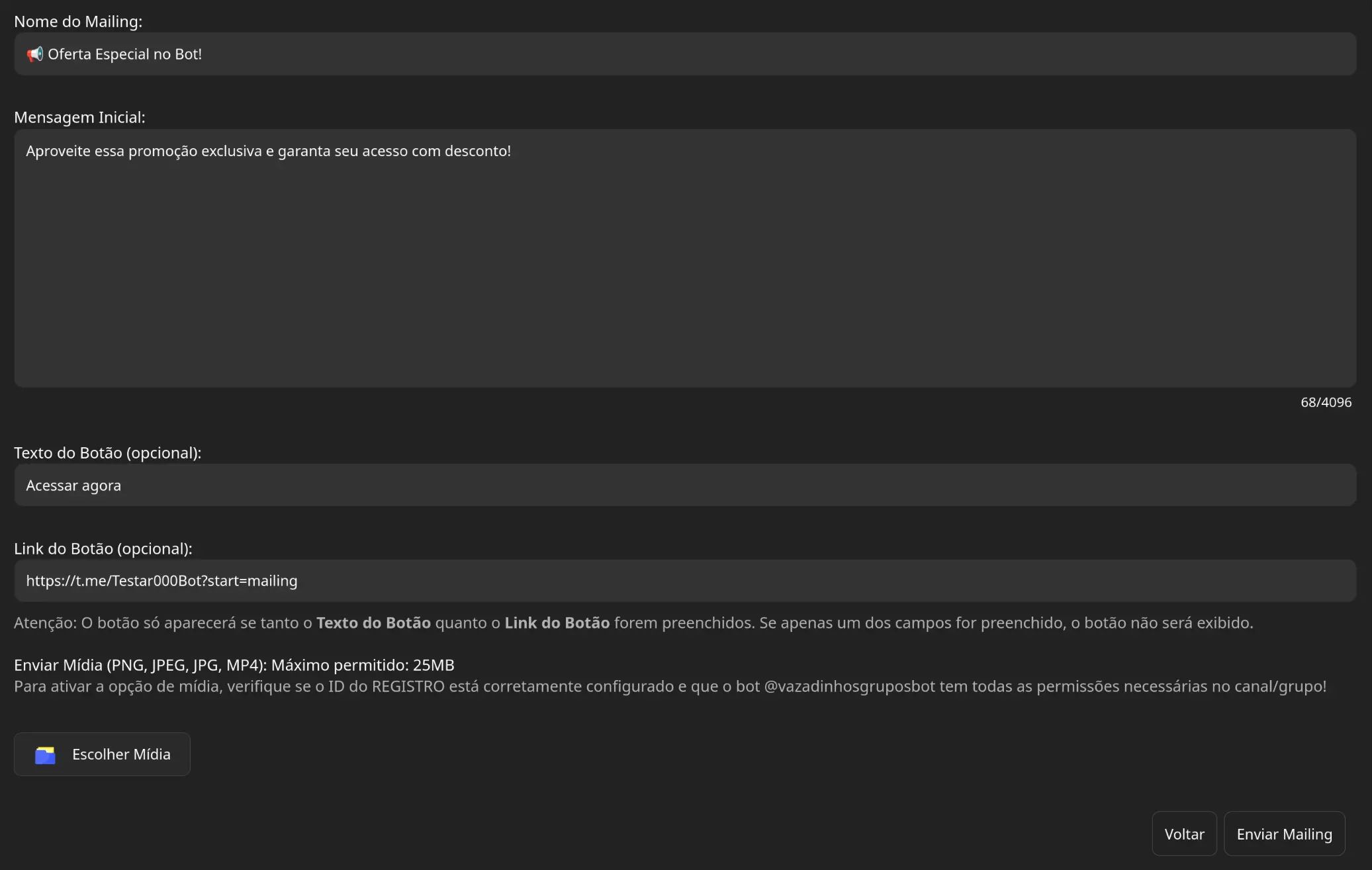 Código de Vendas no Mailing